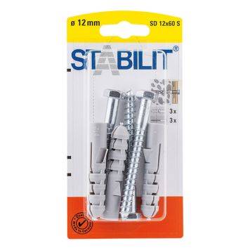 STABILIT Uniwersalny kołek ze śrubą 12x60 3kpl