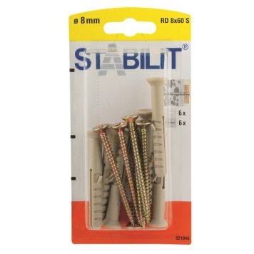 STABILIT Kołki rozporowe + Śruby 8x60mm 6szt/op