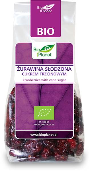 BIO PLANET Żurawina słodzona cukrem trzcinowym BIO