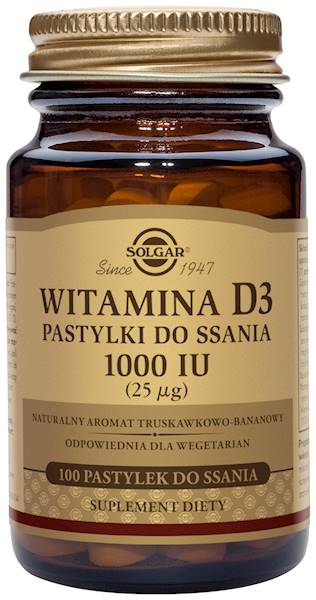 Solgar WITAMINA D3 pastylki do ssania25ug(1000 IU)