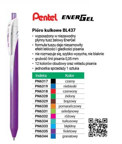 DŁUGOPIS ŻEL PENTEL ENERGEL BL437 CZERWONY