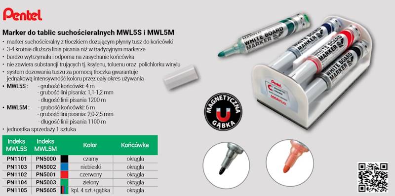 MARKER SUCHOŚCIER. PENTEL MAXIFLO MWL55 CZARNY