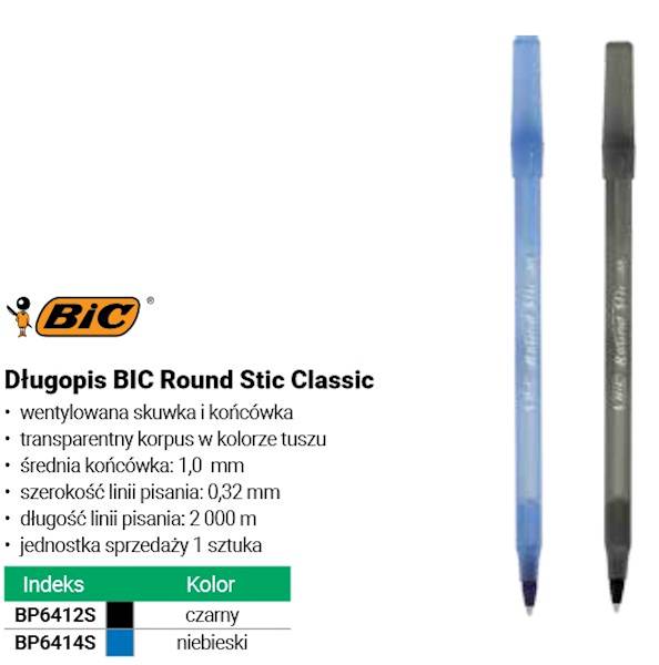 DŁUGOPIS BIC ROUND STICK NIEBIESKI