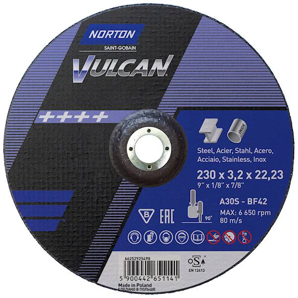 Tarcza do cięcia 230x3,2x22 METAL STAL INOX VULCAN