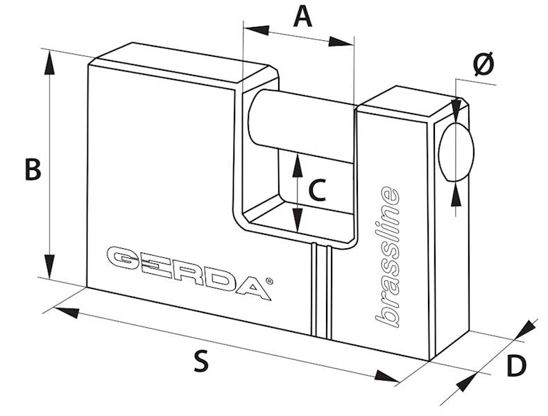 Mosiężna kłódka trzpieniowa 50x38mm/9mm GERDA