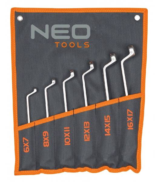 Klucze oczkowo-gięte 6-17mm +etui NEO