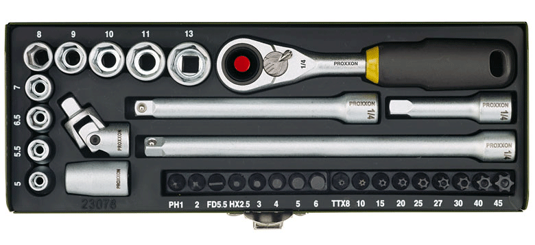 PROXXON 23078 Zestaw kluczy nasadowych 1/4''