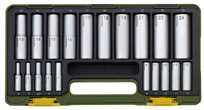 PROXXON 23292 Zestaw nasadek głębokich 1/2'' 1/4''