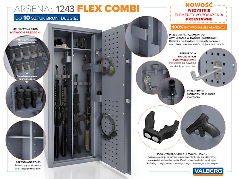 ARSENAŁ - 1243 E Elektroniczny FLEX COMBI KL. S1 - CERTYFIKAT Szafa na Broń