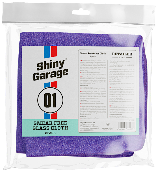 SHINY GARAGE SMEAR FREE GLASS CLOTH 2PACK
