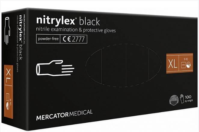 Rękawice nitrylowe bezpudrow rd nitrylex black S 