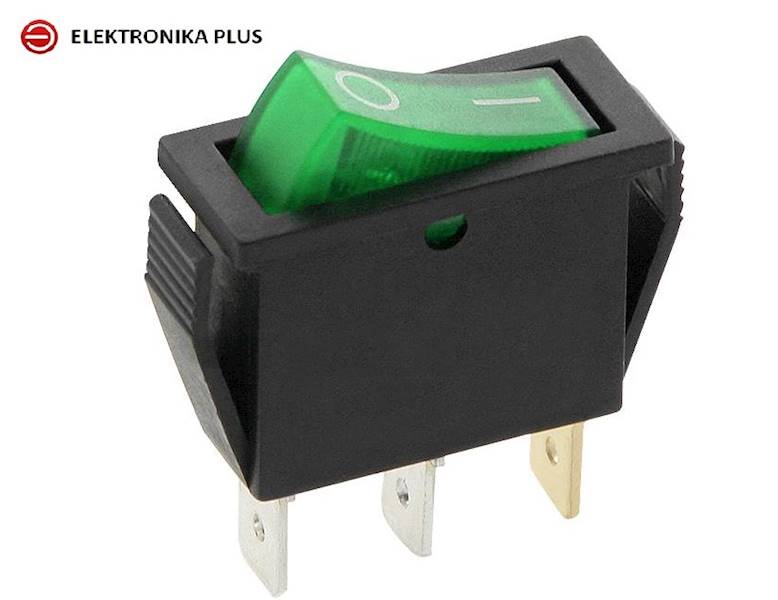 PRZEŁĄCZNIK 230V ZIELONY PODSWIETLANY ON-OFF BISTABILNY KCD3 