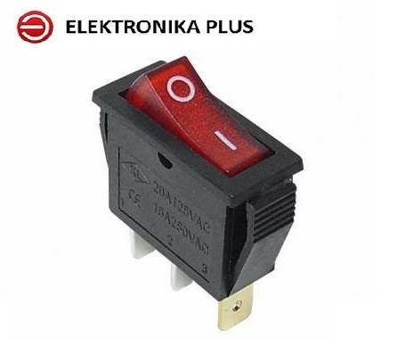 PRZEŁĄCZNIK 230V PODSWIETLANY CZERWONY 3PIN KCD3 BISTABILNY