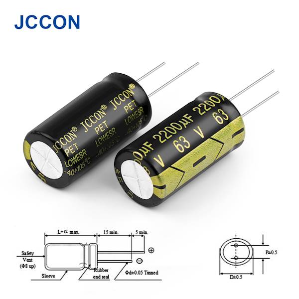 KONDENSATOR 2200UF 63V Ø18x36 JCCON LOW ESR