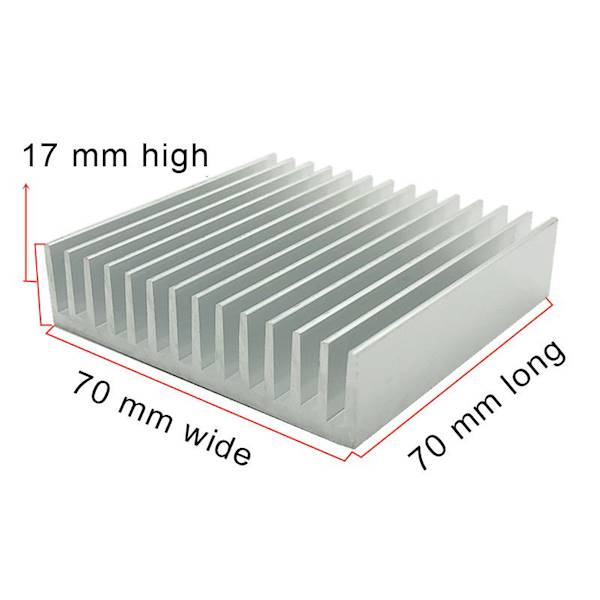 RADIATOR ALUMINIOWY ŻEBROWANY 70x70x17mm