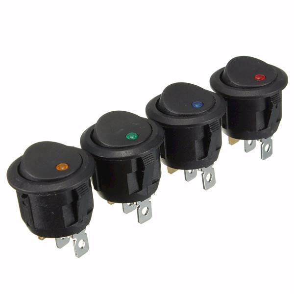 PRZEŁĄCZNIK CZERWONY KOŁYSKOWY 12V 20A LED
