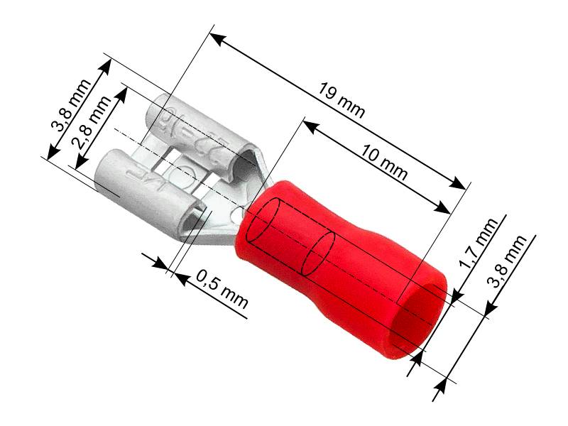 KONEKTOR ŻEŃSKI 2,8 IZOLOWANY x 20
