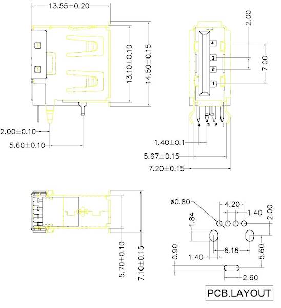 2szt. GNIAZDO USB BOCZNE x 2