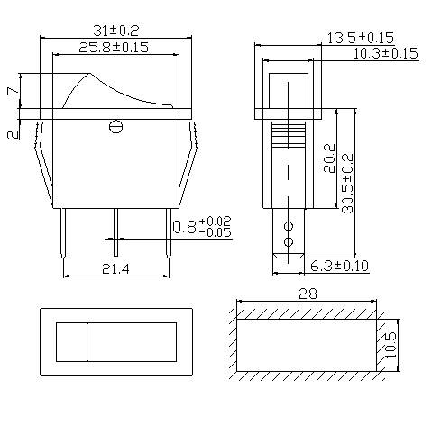 PRZEŁĄCZNIK 230V ON-OFF-ON RS103-16C3B CZARNY BISTABILNY