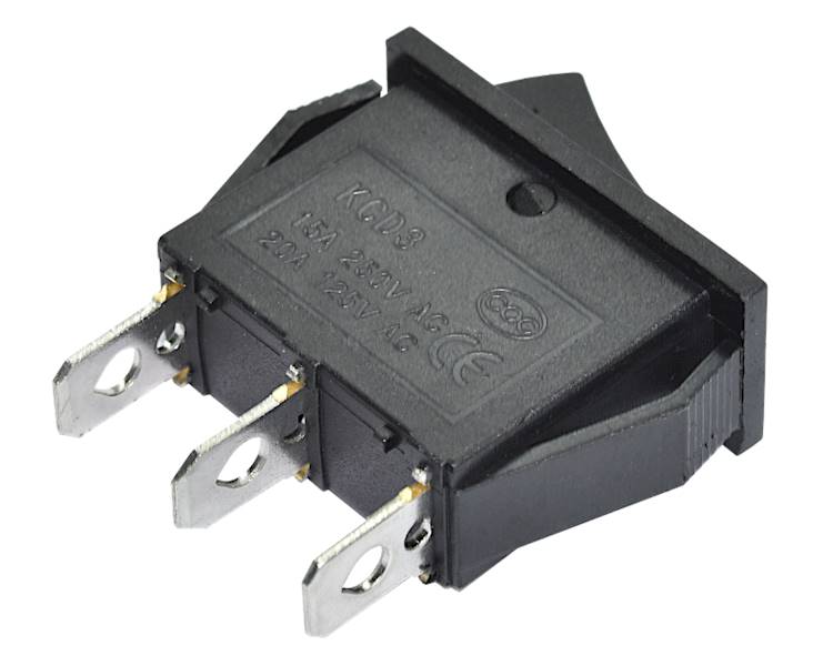 PRZEŁĄCZNIK ON-OFF-ON CZARNY 3 POZYCJE 15A 230V