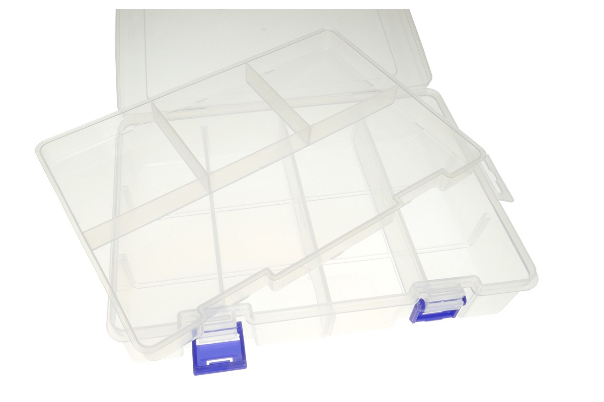 ORGANIZER 8 PRZEGRODEK PLASTIKOWY BOX 225x155x58mm POJEMNIK NA DROBIAZGI