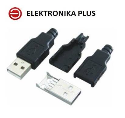 WTYK USB TYP A NA KABEL Z OSŁONĄ CZARNY