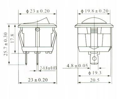 PRZEŁĄCZNIK 250V 3A OKRĄGŁY MINI 2 PIN 15mm BISTABILNY CZARNY KCD