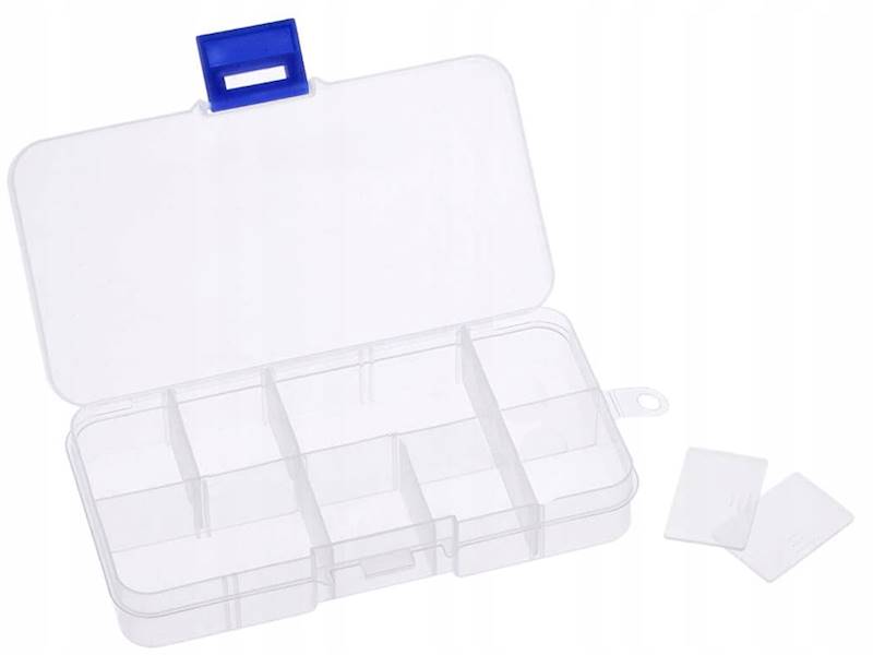 ORGANIZER POJEMNIK PLASTIKOWY BOX RFID 10 PRZEGRÓDEK 125x65x20mm