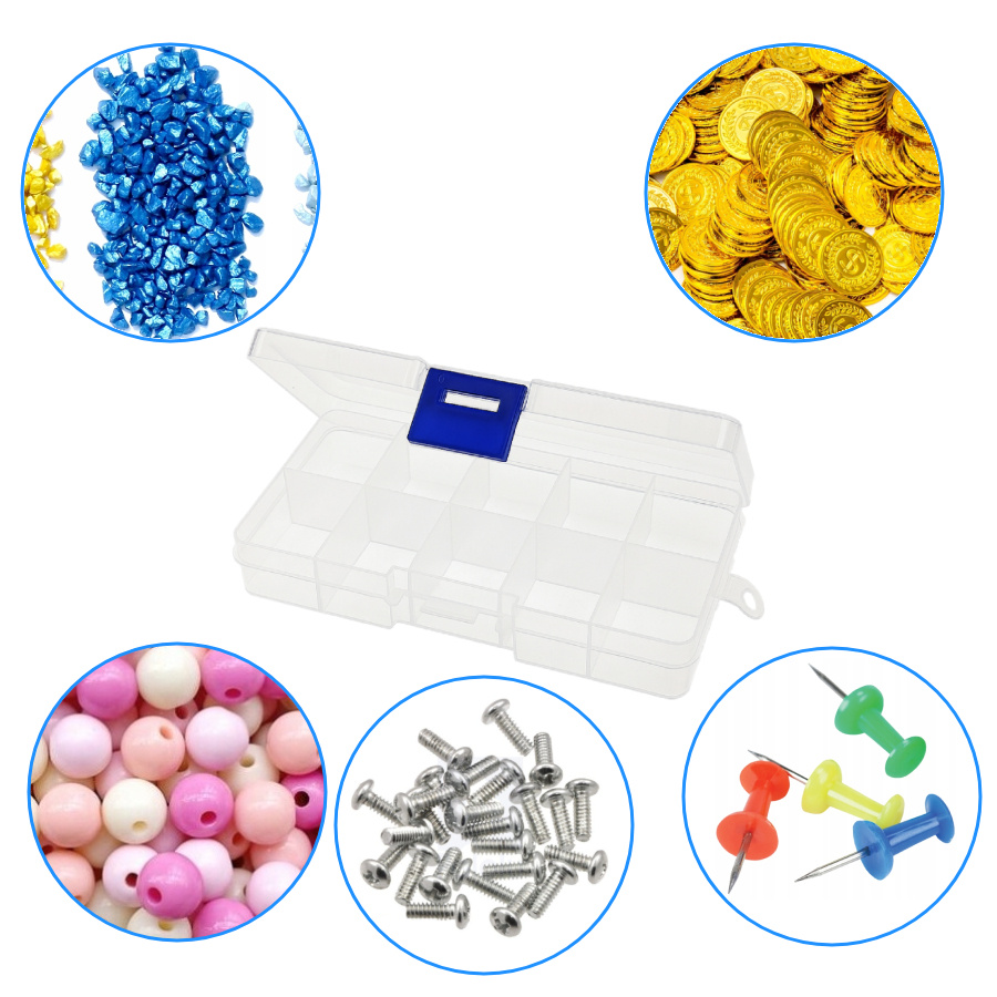 ORGANIZER 10 PRZEGRÓDEK PLASTIKOWY BOX 128x66x22mm POJEMNIK NA DROBIAZGI