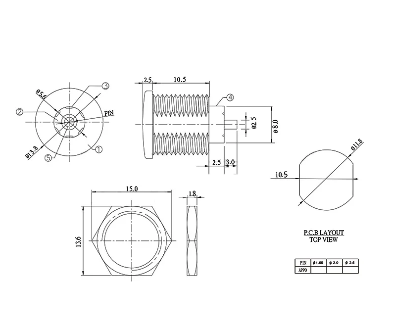 2szt. GNIAZDO DC 2,5 / 5,5 PLASTIK MONTAŻOWE 5A