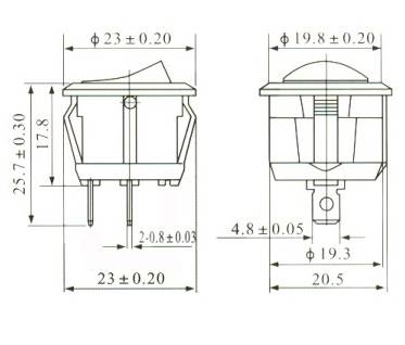 PRZEŁĄCZNIK OKRĄGŁY 2PIN 23mm ON-OFF BISTABILNY CZERWONY XW-602