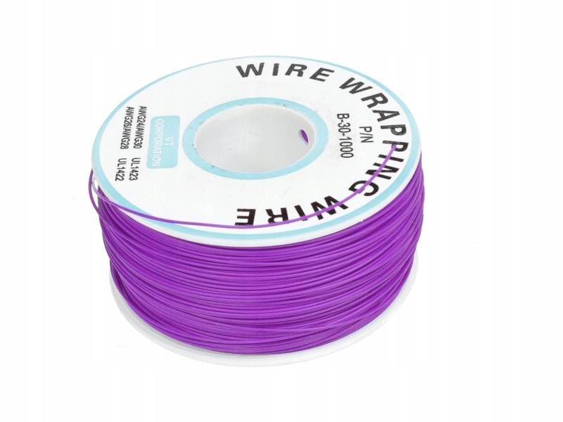 PRZEWÓD TYPU KYNAR FIOLETOWY ROLKA 200 METRÓW 30AWG Wire Wrapping
