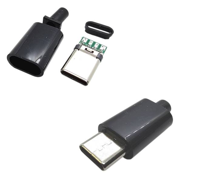 WTYK USB TYPU C 3.1 LUTOWANY NA KABEL CZARNY