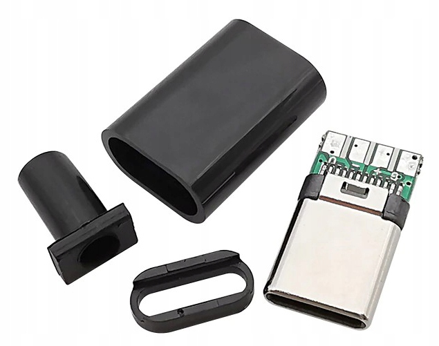 WTYK USB TYPU C 3.1 LUTOWANY NA KABEL CZARNY