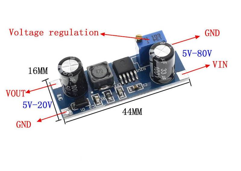 PRZETWORNICA DC/DC STEP DOWN 5-80V/5-20V 0,8A OBNIŻAJĄCA XL7015 ARDUINO  