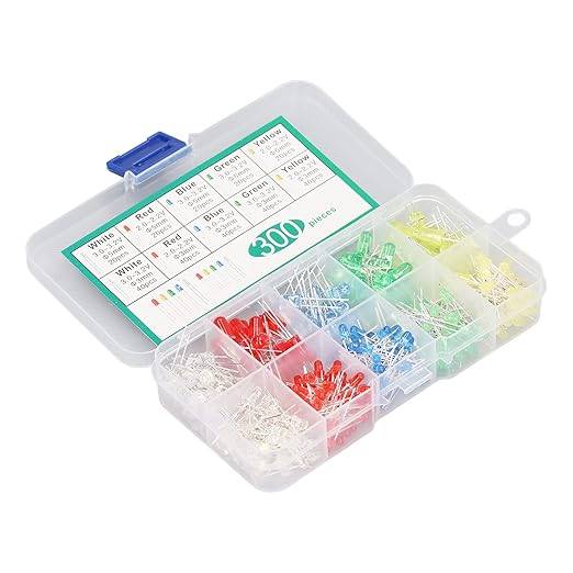 ZESTAW 300 SZTUK DIOD LED 3mm i 5 mm MATOWE + ORGANIZER / BOX