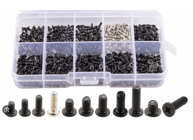 500 Sztuk ZESTAW ŚRUBEK STOŻKOWYCH M2, M2,5, M3 DO LAPTOPÓW KOMÓREK ELEKTRONIKI