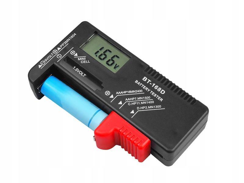 CYFROWY TESTER BT-168D MIERNIK BATERII I AKUMULATORKÓW LCD AA AAA R14 9V