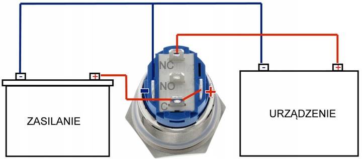 PRZYCISK WANDALOODPORNY MONOSTABILNY 220V 19MM NIEBIESKI LED