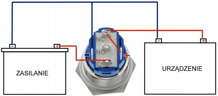 PRZYCISK WANDALOODPORNY MONOSTABILNY 220V 19MM NIEBIESKI LED