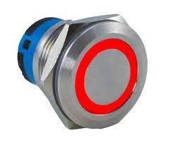 PRZYCISK WANDALOODPORNY MONOSTABILNY 12-24V 19MM CZERWONY LED 