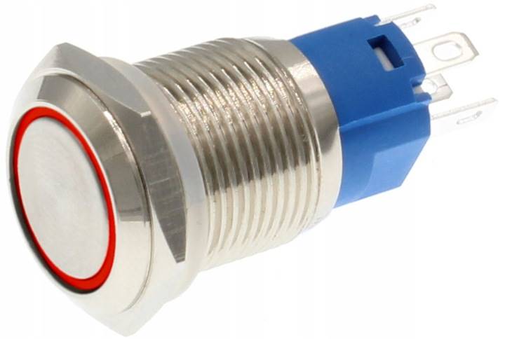 PRZYCISK WANDALOODPORNY MONOSTABILNY 220V 16MM CZERWONY LED