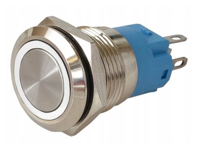 PRZYCISK WANDALOODPORNY MONOSTABILNY 12-24V 16MM BIAŁY LED