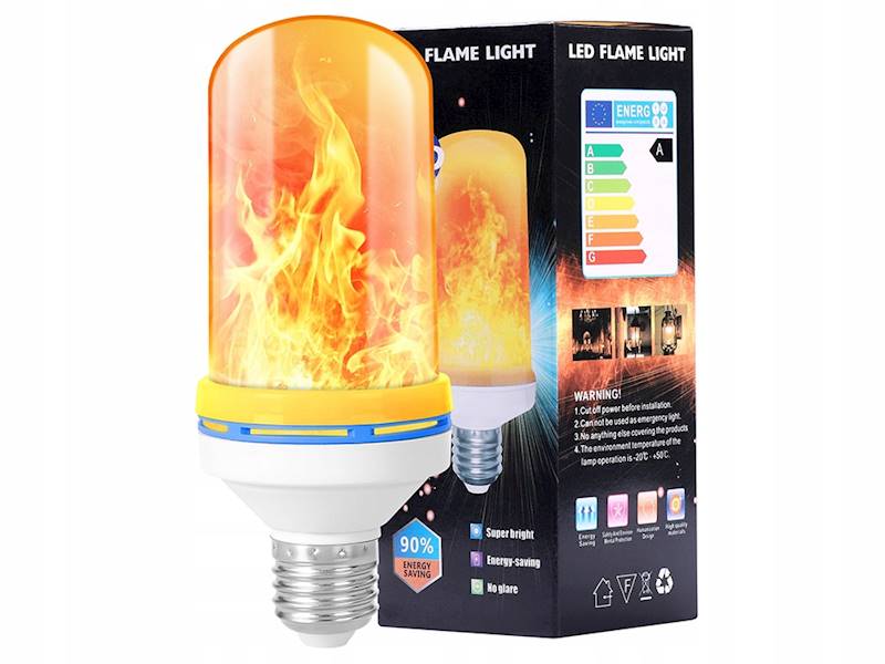 ŻARÓWKA LED IMITUJĄCA ŻYWY PŁOMIEŃ E27 9W OZDOBNA