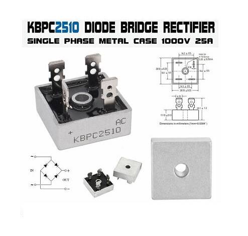 MOSTEK PROSTOWNICZY KBPC2510 25A 1000V KWADRATOWY