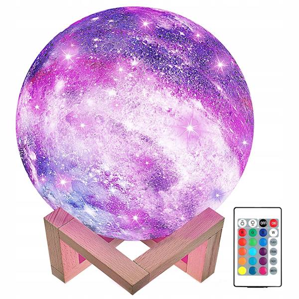 LAMPKA NOCNA KSIĘŻYC 3D RGB MOON LIGHT Z PILOTEM 20 TRYBÓW ŚREDNICA KULI 15 CM