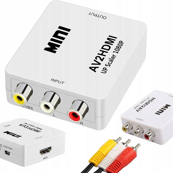 ADAPTER KONVERTER SYGNAŁU AV RCA  CINCH DO HDMI AUDIO RCA 1080p CVBS KABEL