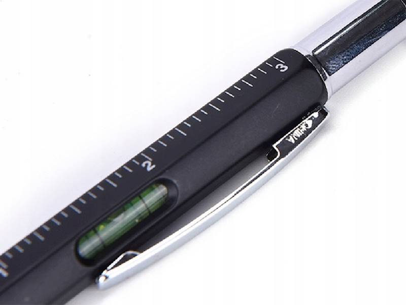 DŁUGOPIS WIELOFUNKCYJNY ŚRUBOKRĘT MULTITOOL 6W1 MIARKA POZIOMICA KLIPS