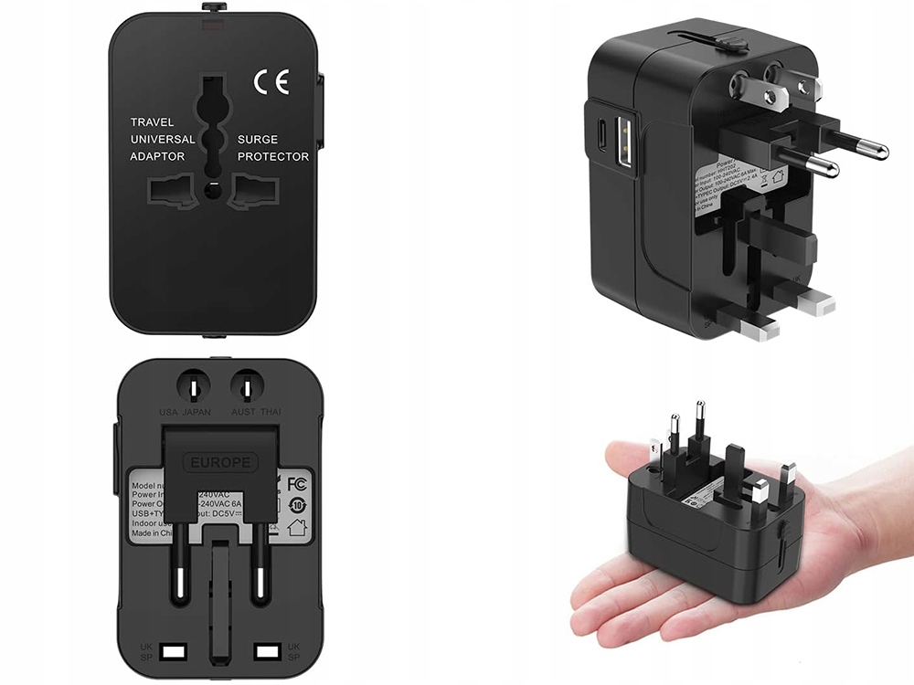 PRZEJŚCIÓWKA ADAPTER UNIWERSALNA WTYCZKA ŚWIAT USA EU UK POLSKA US ANGLIA USB
