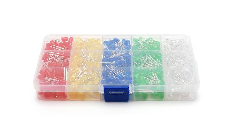 ZESTAW 1000 SZTUK DIOD LED 3mm MATOWE + ORGANIZER / BOX